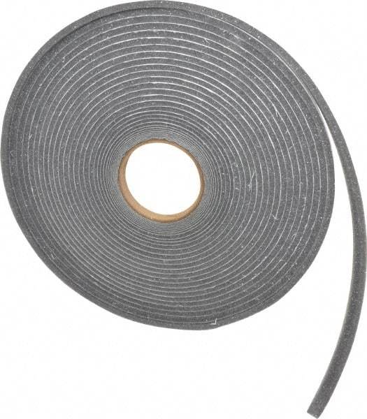 Made in USA - 1/4" Thick x 1/2" Wide x 50' Long Gray Open Cell Polyurethane Foam Rubber Roll - Stock Length, Adhesive Back, 1.8 to 2.2 Lb/Cu Ft Density, -20°F to 160°F - Eagle Tool & Supply
