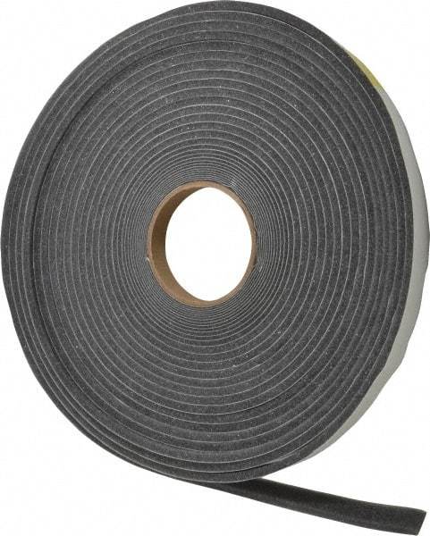 Made in USA - 1/4" Thick x 3/4" Wide x 50' Long Gray Open Cell Polyurethane Foam Rubber Roll - Stock Length, Adhesive Back, 1.8 to 2.2 Lb/Cu Ft Density, -20°F to 160°F - Eagle Tool & Supply
