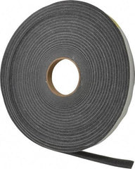 Made in USA - 1/4" Thick x 3/4" Wide x 50' Long Gray Open Cell Polyurethane Foam Rubber Roll - Stock Length, Adhesive Back, 1.8 to 2.2 Lb/Cu Ft Density, -20°F to 160°F - Eagle Tool & Supply