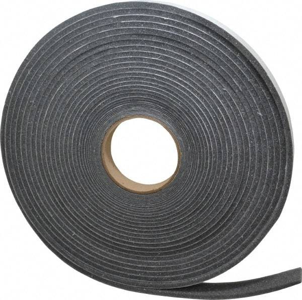 Made in USA - 1/4" Thick x 1" Wide x 50' Long Gray Open Cell Polyurethane Foam Rubber Roll - Stock Length, Adhesive Back, 1.8 to 2.2 Lb/Cu Ft Density, -20°F to 160°F - Eagle Tool & Supply