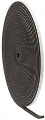 Made in USA - 3/8" Thick x 1/2" Wide x 50' Long Gray Open Cell Polyurethane Foam Rubber Roll - Stock Length, Adhesive Back, 1.8 to 2.2 Lb/Cu Ft Density, -20°F to 160°F - Eagle Tool & Supply