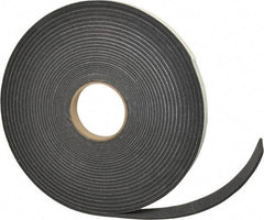 Made in USA - 3/8" Thick x 3/4" Wide x 50' Long Gray Open Cell Polyurethane Foam Rubber Roll - Stock Length, Adhesive Back, 1.8 to 2.2 Lb/Cu Ft Density, -20°F to 160°F - Eagle Tool & Supply