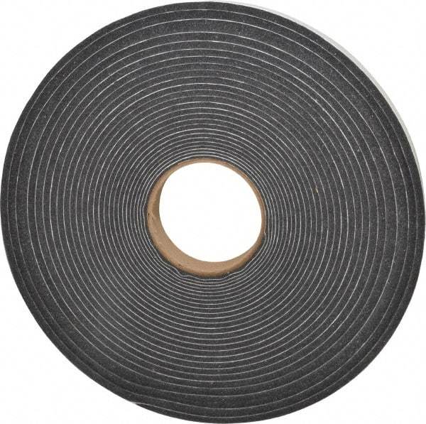 Made in USA - 3/8" Thick x 1" Wide x 50' Long Gray Open Cell Polyurethane Foam Rubber Roll - Stock Length, Adhesive Back, 1.8 to 2.2 Lb/Cu Ft Density, -20°F to 160°F - Eagle Tool & Supply