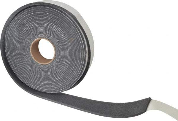 Made in USA - 3/8" Thick x 2" Wide x 50' Long Gray Open Cell Polyurethane Foam Rubber Roll - Stock Length, Adhesive Back, 1.8 to 2.2 Lb/Cu Ft Density, -20°F to 160°F - Eagle Tool & Supply