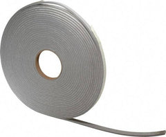 Made in USA - 3/16" Thick x 1/2" Wide x 30' Long Gray Closed Cell PVC Foam Rubber Roll - Stock Length, Adhesive Back, 8 Lb/Cu Ft Density, -20°F to 130°F - Eagle Tool & Supply