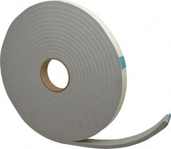 Made in USA - 3/8" Thick x 1" Wide x 30' Long Gray Closed Cell PVC Foam Rubber Roll - Stock Length, Adhesive Back, 8 Lb/Cu Ft Density, -20°F to 130°F - Eagle Tool & Supply
