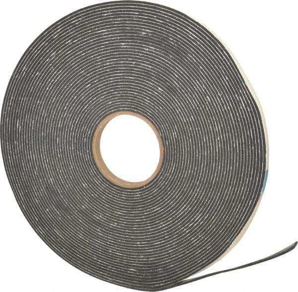 Made in USA - 1/8" Thick x 1/2" Wide x 75' Long Black Closed Cell PVC Foam Rubber Roll - Stock Length, Adhesive Back, 13 Lb/Cu Ft Density, -20°F to 130°F - Eagle Tool & Supply