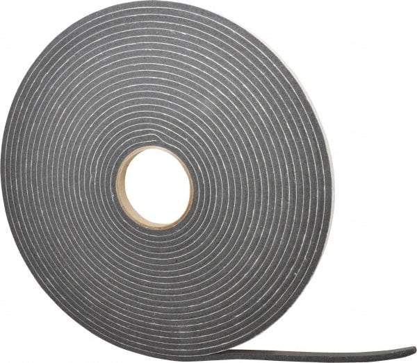 Made in USA - 1/4" Thick x 1/2" Wide x 45' Long Black Closed Cell PVC Foam Rubber Roll - Stock Length, Adhesive Back, 13 Lb/Cu Ft Density, -20°F to 130°F - Eagle Tool & Supply