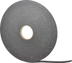Made in USA - 1/4" Thick x 1/2" Wide x 45' Long Black Closed Cell PVC Foam Rubber Roll - Stock Length, Adhesive Back, 13 Lb/Cu Ft Density, -20°F to 130°F - Eagle Tool & Supply