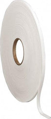 Made in USA - 1/8" Thick x 3/8" Wide x 75' Long White Closed Cell Polyethylene Foam Rubber Roll - Stock Length, Adhesive Back, 2 Lb/Cu Ft Density, -20°F to 170°F - Eagle Tool & Supply