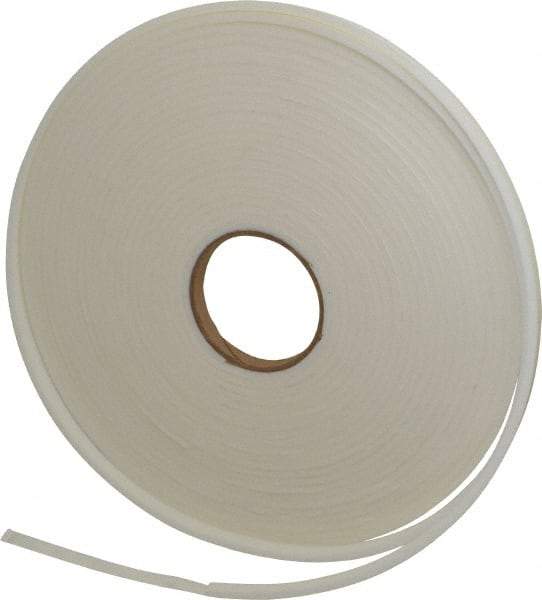 Made in USA - 3/16" Thick x 1/2" Wide x 50' Long White Closed Cell Polyethylene Foam Rubber Roll - Stock Length, Adhesive Back, 2 Lb/Cu Ft Density, -20°F to 170°F - Eagle Tool & Supply
