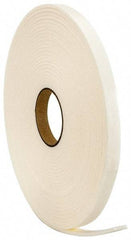 Made in USA - 3/16" Thick x 3/4" Wide x 50' Long White Closed Cell Polyethylene Foam Rubber Roll - Stock Length, Adhesive Back, 2 Lb/Cu Ft Density, -20°F to 170°F - Eagle Tool & Supply