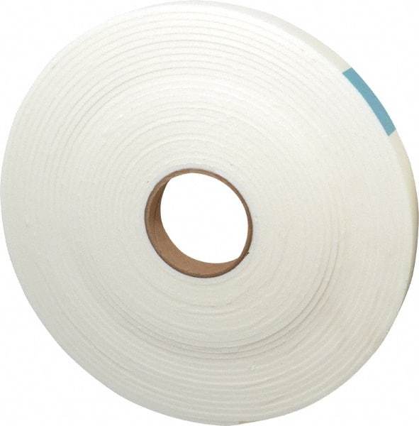 Made in USA - 3/16" Thick x 1" Wide x 50' Long White Closed Cell Polyethylene Foam Rubber Roll - Stock Length, Adhesive Back, 2 Lb/Cu Ft Density, -20°F to 170°F - Eagle Tool & Supply