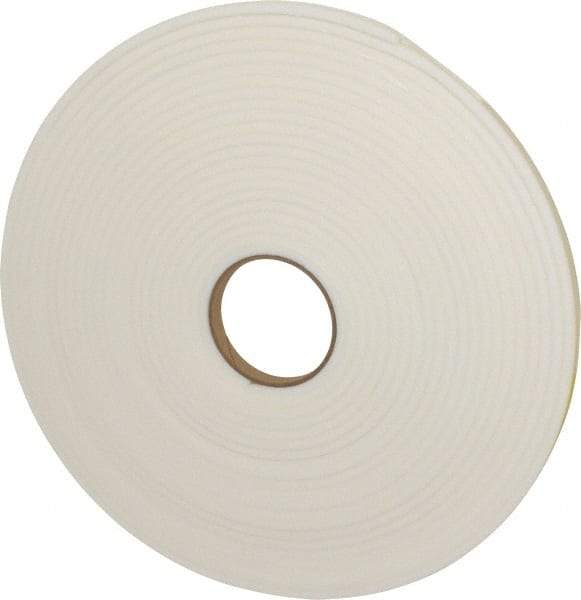 Made in USA - 1/4" Thick x 1/2" Wide x 50' Long White Closed Cell Polyethylene Foam Rubber Roll - Stock Length, Adhesive Back, 2 Lb/Cu Ft Density, -20°F to 170°F - Eagle Tool & Supply