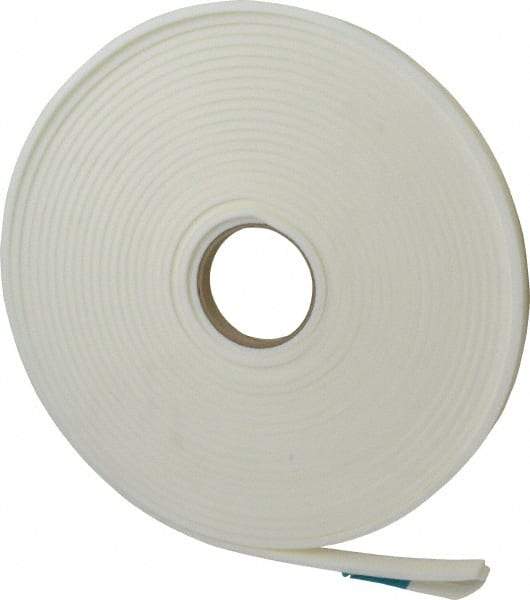 Made in USA - 1/4" Thick x 5/8" Wide x 50' Long White Closed Cell Polyethylene Foam Rubber Roll - Stock Length, Adhesive Back, 2 Lb/Cu Ft Density, -20°F to 170°F - Eagle Tool & Supply