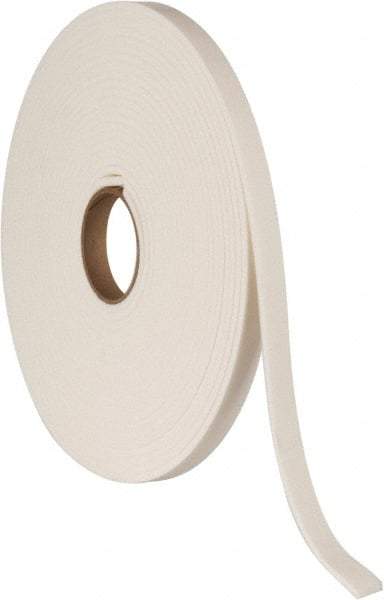 Made in USA - 1/4" Thick x 3/4" Wide x 50' Long White Closed Cell Polyethylene Foam Rubber Roll - Stock Length, Adhesive Back, 2 Lb/Cu Ft Density, -20°F to 170°F - Eagle Tool & Supply
