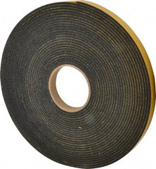 Made in USA - 5/32" Thick x 3/4" Wide x 50' Long Black Open Cell Natural Foam Rubber Roll - Stock Length, Adhesive Back, 24 to 30 Lb/Cu Ft Density, -20°F to 160°F - Eagle Tool & Supply
