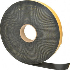 Made in USA - 5/32" Thick x 1-1/2" Wide x 50' Long Black Open Cell Natural Foam Rubber Roll - Stock Length, Adhesive Back, 24 to 30 Lb/Cu Ft Density, -20°F to 160°F - Eagle Tool & Supply