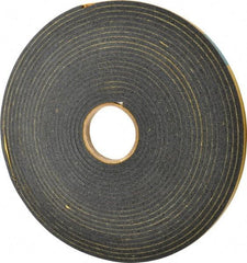 Made in USA - 1/4" Thick x 1/2" Wide x 50' Long Black Open Cell Natural Foam Rubber Roll - Stock Length, Adhesive Back, 24 to 30 Lb/Cu Ft Density, -20°F to 160°F - Eagle Tool & Supply