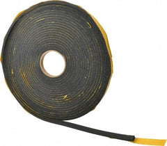 Made in USA - 1/4" Thick x 5/8" Wide x 50' Long Black Open Cell Natural Foam Rubber Roll - Stock Length, Adhesive Back, 24 to 30 Lb/Cu Ft Density, -20°F to 160°F - Eagle Tool & Supply