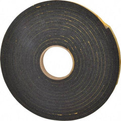 Made in USA - 5/16" Thick x 3/4" Wide x 25' Long Black Open Cell Natural Foam Rubber Roll - Stock Length, Adhesive Back, 24 to 30 Lb/Cu Ft Density, -20°F to 160°F - Eagle Tool & Supply