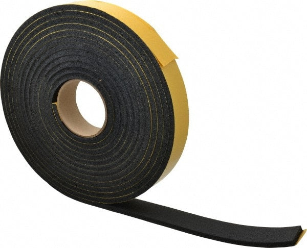 Made in USA - 25' x 1-1/2" x 5/16" Black Natural Foam Roll - Eagle Tool & Supply