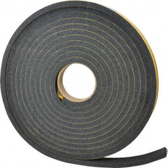 Made in USA - 7/16" Thick x 1" Wide x 25' Long Black Open Cell Natural Foam Rubber Roll - Stock Length, Adhesive Back, 24 to 30 Lb/Cu Ft Density, -20°F to 160°F - Eagle Tool & Supply