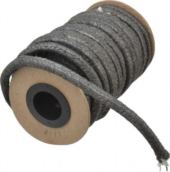 Made in USA - 1/4" x 25.6' Spool Length, Wire-Inserted Carbon Fiber Compression Packing - Eagle Tool & Supply