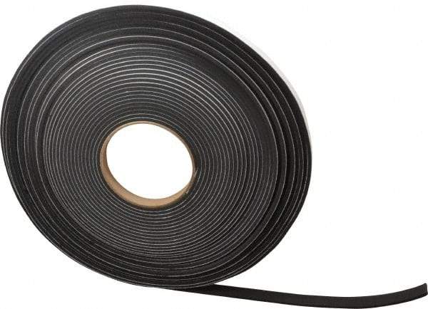 Made in USA - 1/8" Thick x 1/2" Wide x 50' Long Black Closed Cell Neoprene-Blend Spring Rubber Roll - Stock Length, Adhesive Back, 8 to 11 Lb/Cu Ft Density, -40°F to 158°F - Eagle Tool & Supply