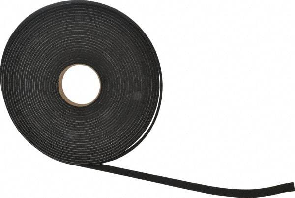 Made in USA - 3/16" Thick x 3/4" Wide x 50' Long Black Closed Cell Neoprene-Blend Spring Rubber Roll - Stock Length, Adhesive Back, 8 to 11 Lb/Cu Ft Density, -40°F to 158°F - Eagle Tool & Supply