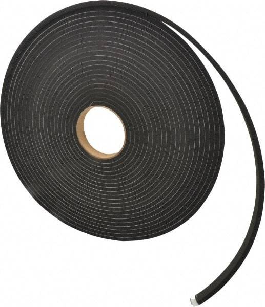 Made in USA - 1/4" Thick x 3/4" Wide x 50' Long Black Closed Cell Neoprene-Blend Spring Rubber Roll - Stock Length, Adhesive Back, 8 to 11 Lb/Cu Ft Density, -40°F to 158°F - Eagle Tool & Supply