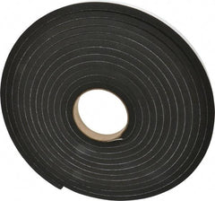 Made in USA - 3/8" Thick x 3/4" Wide x 25' Long Black Closed Cell Neoprene-Blend Spring Rubber Roll - Stock Length, Adhesive Back, 8 to 11 Lb/Cu Ft Density, -40°F to 158°F - Eagle Tool & Supply