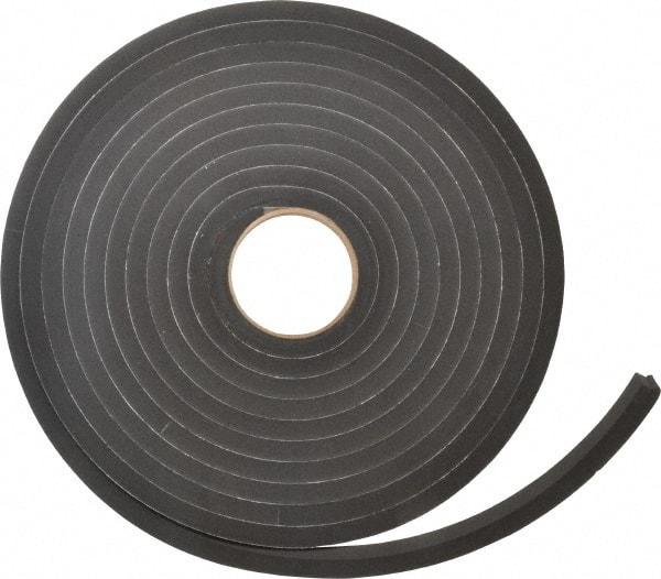 Made in USA - 1/2" Thick x 3/4" Wide x 25' Long Black Closed Cell Neoprene-Blend Spring Rubber Roll - Stock Length, Adhesive Back, 8 to 11 Lb/Cu Ft Density, -40°F to 158°F - Eagle Tool & Supply
