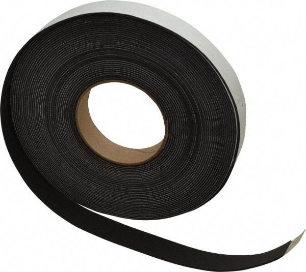 Made in USA - 1/16" Thick x 1" Wide x 50' Long Black Closed Cell Neoprene-Blend Spring Rubber Roll - Stock Length, Adhesive Back, 8 to 11 Lb/Cu Ft Density, -40°F to 158°F - Eagle Tool & Supply
