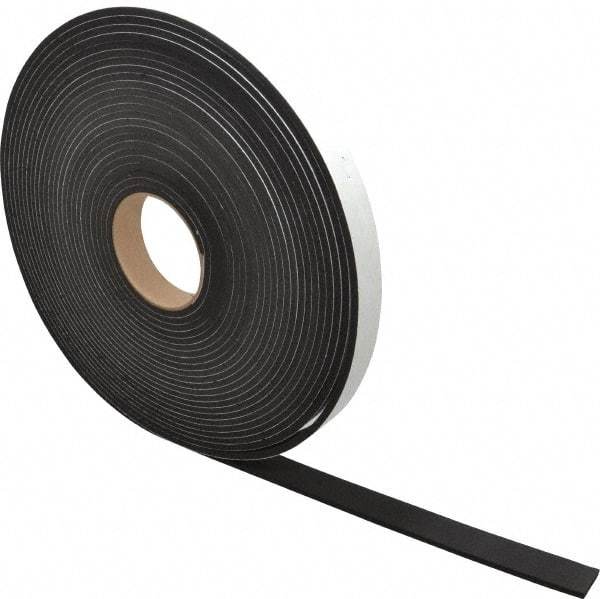 Made in USA - 3/16" Thick x 1" Wide x 50' Long Black Closed Cell Neoprene-Blend Spring Rubber Roll - Stock Length, Adhesive Back, 8 to 11 Lb/Cu Ft Density, -40°F to 158°F - Eagle Tool & Supply