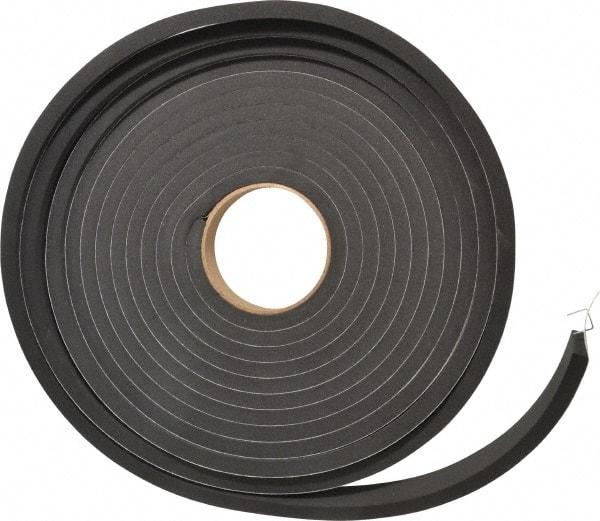 Made in USA - 3/8" Thick x 1" Wide x 25' Long Black Closed Cell Neoprene-Blend Spring Rubber Roll - Stock Length, Adhesive Back, 8 to 11 Lb/Cu Ft Density, -40°F to 158°F - Eagle Tool & Supply