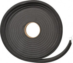 Made in USA - 3/8" Thick x 1" Wide x 25' Long Black Closed Cell Neoprene-Blend Spring Rubber Roll - Stock Length, Adhesive Back, 8 to 11 Lb/Cu Ft Density, -40°F to 158°F - Eagle Tool & Supply