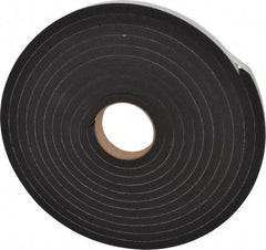 Made in USA - 1/2" Thick x 1" Wide x 25' Long Black Closed Cell Neoprene-Blend Spring Rubber Roll - Stock Length, Adhesive Back, 8 to 11 Lb/Cu Ft Density, -40°F to 158°F - Eagle Tool & Supply