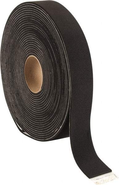 Made in USA - 3/16" Thick x 2" Wide x 50' Long Black Closed Cell Neoprene-Blend Spring Rubber Roll - Stock Length, Adhesive Back, 8 to 11 Lb/Cu Ft Density, -40°F to 158°F - Eagle Tool & Supply