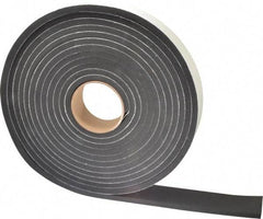 Made in USA - 3/8" Thick x 2" Wide x 25' Long Black Closed Cell Neoprene-Blend Spring Rubber Roll - Stock Length, Adhesive Back, 8 to 11 Lb/Cu Ft Density, -40°F to 158°F - Eagle Tool & Supply