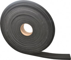Made in USA - 1/2" Thick x 2" Wide x 25' Long Black Closed Cell Neoprene-Blend Spring Rubber Roll - Stock Length, Adhesive Back, 8 to 11 Lb/Cu Ft Density, -40°F to 158°F - Eagle Tool & Supply