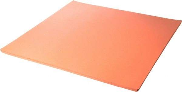Made in USA - 12" Long, 12" Wide, Silicone Foam Rubber Foam Sheet - Orange-Red, -103 to 450°F, Plain Backing, Stock Length - Eagle Tool & Supply