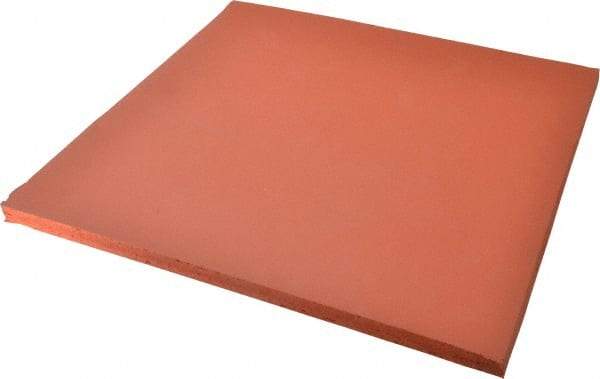 Made in USA - 12" Long, 12" Wide, Silicone Foam Rubber Foam Sheet - Orange-Red, -103 to 450°F, Plain Backing, Stock Length - Eagle Tool & Supply