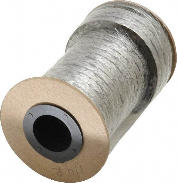 Made in USA - 1/4" x 28-1/2' Spool Length, Carbon Fiber Compression Packing - 3,500 Max psi, -450 to 1200° F, Dark Gray - Eagle Tool & Supply