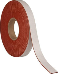 Made in USA - 1/8" Thick x 1" Wide x 30' Long Tan-Orange Closed Cell Silicone Foam Rubber Roll - Stock Length, Adhesive Back, 33 Lb/Cu Ft Density, -100°F to 500°F - Eagle Tool & Supply