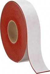 Made in USA - 1/8" Thick x 2" Wide x 30' Long Tan-Orange Closed Cell Silicone Foam Rubber Roll - Stock Length, Adhesive Back, 33 Lb/Cu Ft Density, -100°F to 500°F - Eagle Tool & Supply