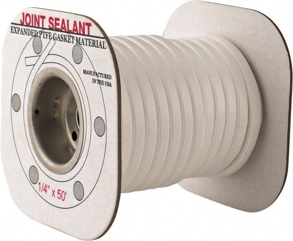 Made in USA - 50' Long x 1/4" Wide Economy PTFE Joint Sealant - Eagle Tool & Supply