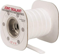 Made in USA - 15' Long x 1/2" Wide Economy PTFE Joint Sealant - White, 1-1/8 to 1-1/2" Approximate Flange Form Width - Eagle Tool & Supply