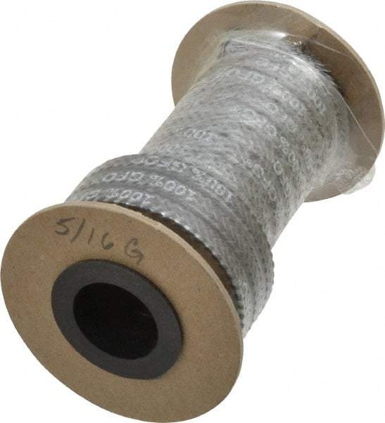 Made in USA - 5/16" x 7.1' Spool Length, 100% GFO Fiber Compression Packing - 1,900 Max psi, -400 to 550° F, Dark Gray - Eagle Tool & Supply