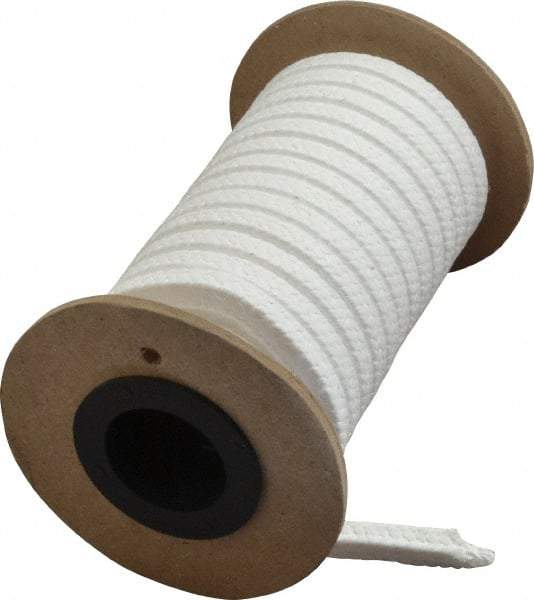 Made in USA - 1/4" x 10' Spool Length, PTFE/Hard Filament Compression Packing - 4,000 Max psi, -450 to 500° F, White - Eagle Tool & Supply